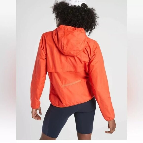 Women’s Athleta Ascender UPF Windbreaker Jacket, size XS Orange Hooded Zip Up - Picture 10 of 10